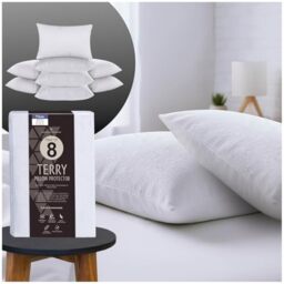 GC GAVENO CAVAILIA Pack of 4 Terry Towel Pillow Protector -Waterproof Pillow Protectors - Anti Allergy Towelling Pillow Cover - Soft & Breathable Pillow Protectors - White