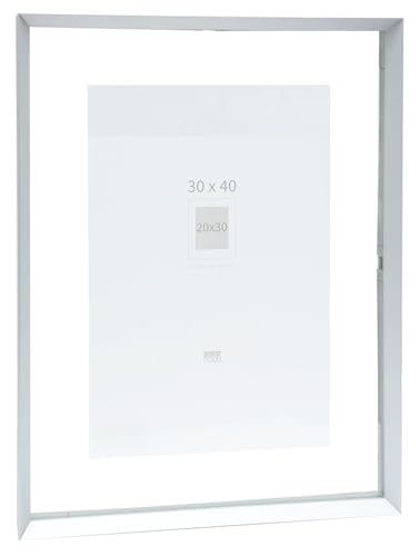 Deknudt Frames - Photo frame - between two glasses - silver rim - aluminium - for size up to 30x40 cm - S028D1 - to hang