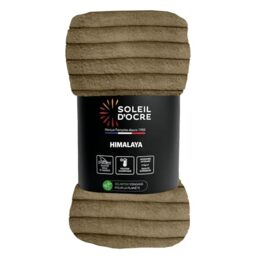 Soleil d'ocre, Flannel and Velvet Blanket 120 x 160 cm Himalaya Camel