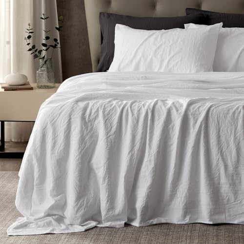 SLEEP ZONE Bed Sheets - Twin Sheets Set for Bed - Washed Microfiber - 3 Piece Hotel Luxury Bedding Sheets with Fitted Sheet, Flat Sheet & 1 Pillowcases - Deep Pocket (White)