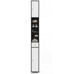 RELAX4LIFE Tall Bathroom Cabinet, Free Standing Storage Cupboard with 1 Drawer, 2 Cabinets & 5 Adjustable Open Shelves, MDF Slim Organiser Unit for Bathroom Living Room Kitchen (Black+white)