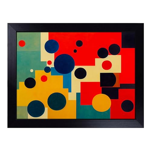 Lap Tray with Bean Bag Cushion, The Astonishing Modern Abstract Art - Handmade in the UK, Raised Wooden Edge, Padded Cushion, Heat-Resistant Wipe-Clean Surface, for Meals, Laptops and Crafts