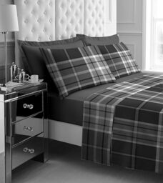GC GAVENO CAVAILIA Single Bed Sheet Set - 3Piece Printed Bedding Set (Fitted Sheet, Flat Sheet & 1 Pillow Cases) - Warm Thermal Fluffy Bedding - Soft Polyester Fleece Bedding Sheet Set, Grey