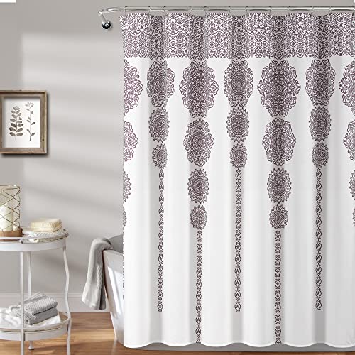"Lush Decor Stripe Medallion Shower Curtain, 72"" x 72"", Purple"