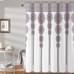 "Lush Decor Stripe Medallion Shower Curtain, 72"" x 72"", Purple"