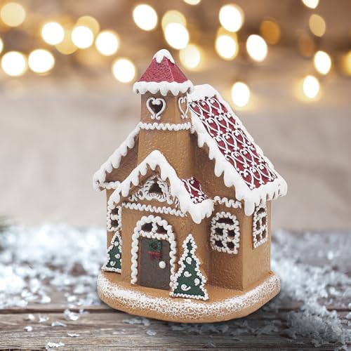 The Leonardo Collection Gingerbread LED House with Tree for Home & Living Room - Lovely Led Lights for Home Decor & Night Light - Ideal Led Lights for Bedroom & Table - Durable for Daily Use
