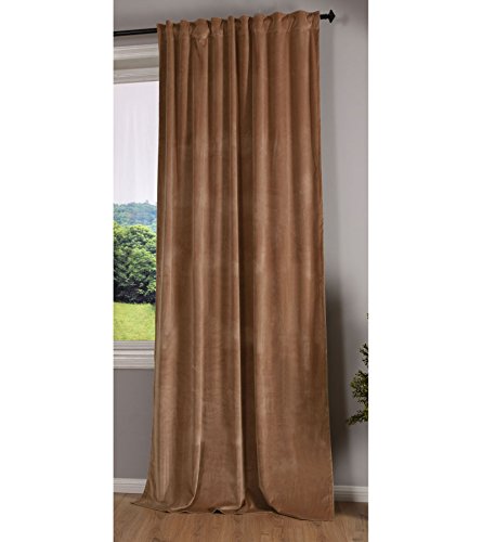 Gardinenbox Milano 20357 Blackout Curtain Velvet Opaque Tab-Top Tape Drawstring Blackout Can Be Shortened Sand 1 Piece H x W 280 x 135 cm