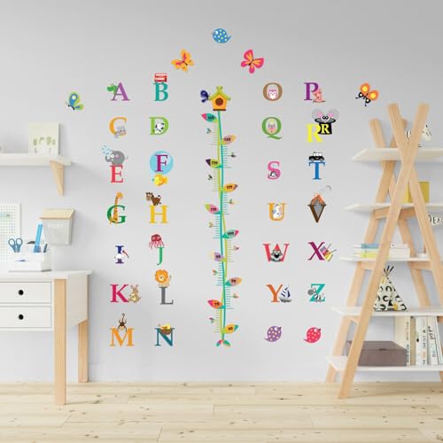 WALPLUS Alphabet Height Chart Wall Stickers for Kids - Nursery Decor, Removable Vinyl Decals for Bedroom, Playroom, Classroom