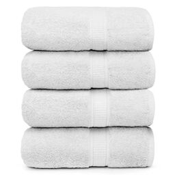 "Ariv Collection Premium Bamboo Cotton Bath Towels - Natural, Ultra Absorbent and Eco-Friendly 30"" X 52"" (White)"