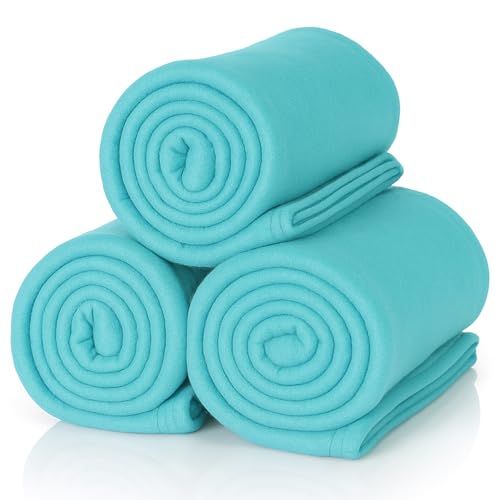ALCLEAR 3 pieces Oeko Tex certified fleece blankets, color: turquoise, great size 130x160 cm, over 200 g/m2, sofa blanket couch blanket living blanket, picnic blanket sofa throw blanket
