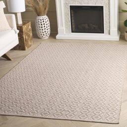 Safavieh Modern Indoor Flatweave Rectangle Area Rug, Montauk Collection, MTK716, in Ivory / Beige, 152 X 213 cm for Living Room, Bedroom or Any Indoor Space