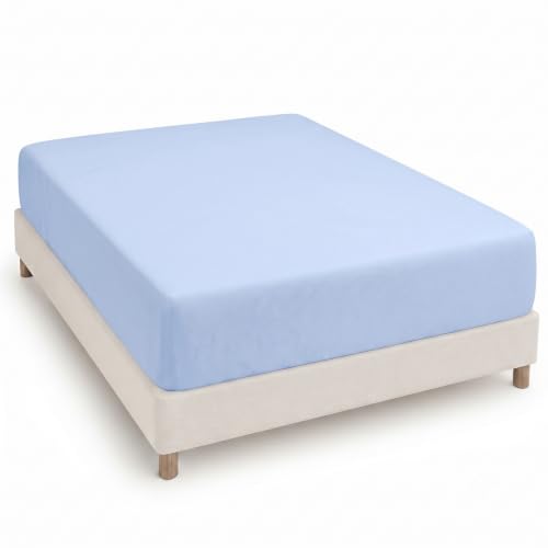 Degrees home - Collection - Fitted Sheet 150 x 190 x 33- Adjustable - Brushed Polyester Microfiber - Light Blue