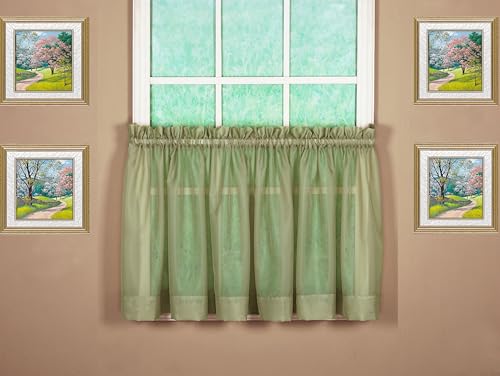 "Today's Curtain Emelia Original Voile Tier Pair 30"", Dusty Leaf, 60"" W x 30"" L"
