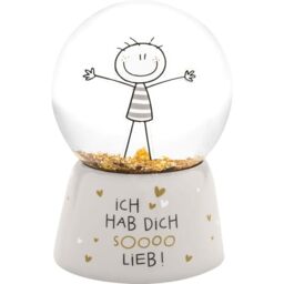 "H:PPY Life 74493 Dream Globe with Motif ""Hab Dich so lieb"" - Snow Globe for Shaking, Polyresin, Height 6.5 cm, Gift for Birthday, Friendship"