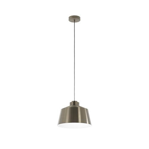 Eglo Pendant Lighting Southery, Elegant Ceiling Light Fitting, Hanging lamp for Dining and Living Room Made of Burnished and White Metal, E27 Socket