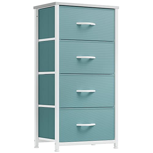 YITAHOME Chest of Drawer Bedroom with 4 Drawers Storage Unit Steel Frame Wood Top Fabric Dresser for Bedroom Living room,Closet,Green