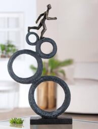 Casablanca Running Sculpture Made of Resin Antique Finish Anthracite/Copper Runner Motif H 47 cm W 26 cm D 7.5 cm Decorative Art Figure Statue