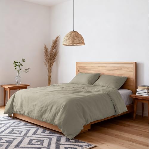 Water Washed Effect Double Duvet Cover Set, Duvet Cover 250 x 200 cm with Envelope and Two Pillowcases - Sand