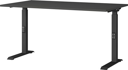 Germania Desk 7904-547, in graphite, medium height setting, 140 x 91 x 80 cm (WxHxD)