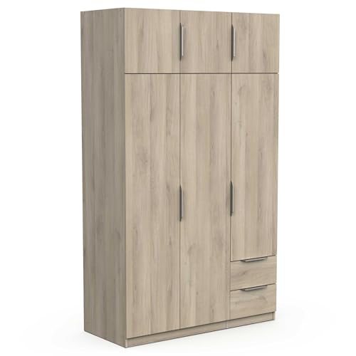 Demeyere Armadio Guardaroba Moderno con 6 Ante e 5 Ripiani 2 cassetti-Rovere Kronberg-119, Legno ingegnerizzato, 119,4 x 51,1 x 203 cm