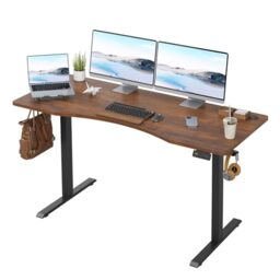 Farini U-Shaped Ergonomic Electric Standing Desk, 140x60cm, Height Adjustable Sit to Stand Desk with Memory Keypad & Headphone Hook for Home and Office Use
