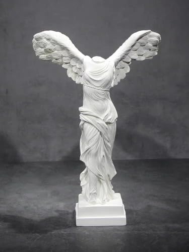 "PEYZCNOK Greek Goddess Statue Winged Victory Goddess, 5.5"""" x 3.9"""" x 2.9"""" Greek Mythology Classical Goddess Resin Sculpture Statue for Home Office Collectible Figurines Art Gift, White"