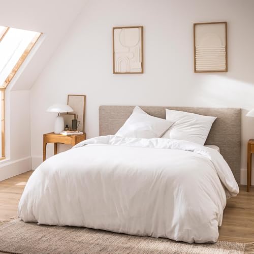 Douceur d'Intérieur, 3-Piece Bedding Set (260 x 240 cm) Meline White, 100% Cotton Yarn Dyed