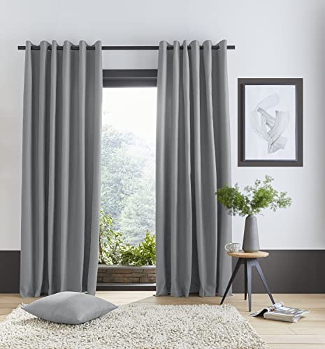 Catherine Lansfield Pinsonic Chevron Thermal Eyelet 4654 Inch Curtains Silver