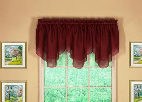 "Today's Curtain Emelia Original Voile Ascot 25"", Burgundy, 40"" W x 25"" L"
