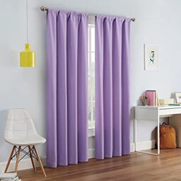 "Eclipse Modern Blackout Thermal Rod Pocket Window Curtain for Bedroom or Living Room (1 Panel), Polyester, Light Purple, 42"" W x 63"" L (Pack of 1)"