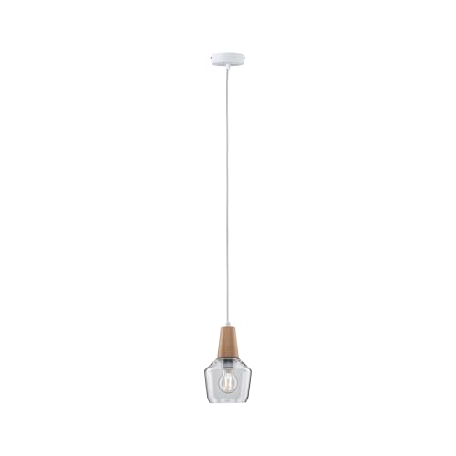Paulmann 79745 Neordic Ylvie Pendant luminaire max. 1x20W Pendant lamp for E27 Lamps Ceiling lamp Clear/Wood 230V Glass/Wood Without lamp