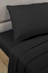 Homefurnishing Polycotton Percale-Fitted Valance Sheet-Black-Double