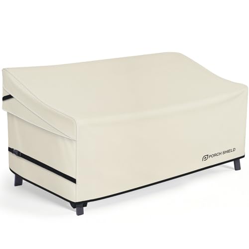 Porch Shield 600D Waterproof Outdoor Deep Seat Sofa Cover ???Patio Furniture Couch Cover 79W x 40D x 35H inch, Beige