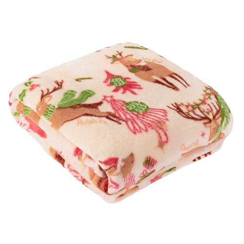 Duvet Day Sleigh Team Throw – Festive Christmas Fleece Blanket with Reindeer and Santa Print (Multicolour - 130x150cm)