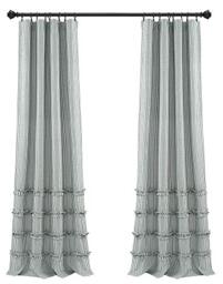 "Lush Decor Vintage Stripe Yarn Dyed Cotton Window Curtain Panel Pair, 84"" x 40"", Denim Blue"
