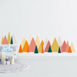 Colourful Landscape, Scandinavian Style, Children Wall Stickers, Pattern, Huge Mountain Decals, Nursery, Babyroom, Woodland, Adventure, Large Wall Décor
