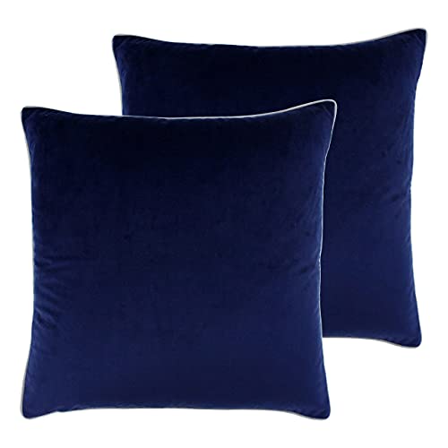Paoletti Meridian Twin Pack Polyester Filled Cushions, Navy/Silver, 55 x 55cm