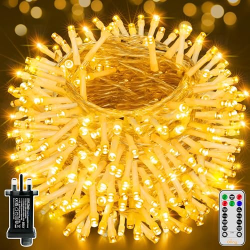 Ollny Fairy Lights Mains Powered, 80m 800 LED Outdoor String Lights, Warm White Waterproof Garden Light with Plug/Timer/8 Modes/Dimmable for Outside/Indoor/Window/Wedding Decorations