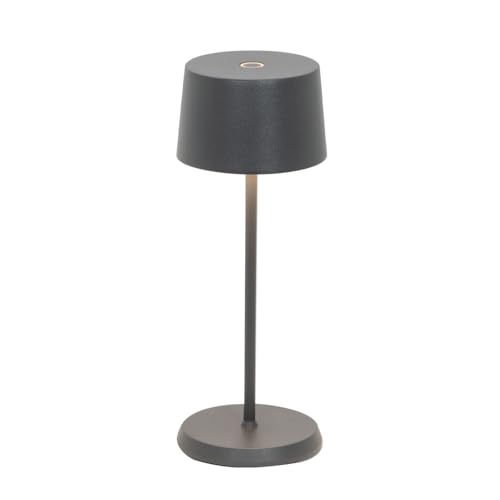 Zafferano, Olivia Micro Lamp, Cordless Rechargeable Table Lamp with Touch Control, for Indoor and Outdoor Use, Dimmer, 2200-3000 K, Height 20 cm, Colour Dark Grey