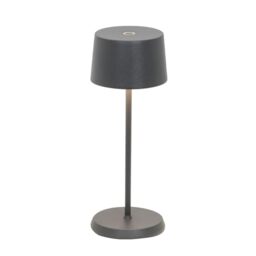 Zafferano, Olivia Micro Lamp, Cordless Rechargeable Table Lamp with Touch Control, for Indoor and Outdoor Use, Dimmer, 2200-3000 K, Height 20 cm, Colour Dark Grey