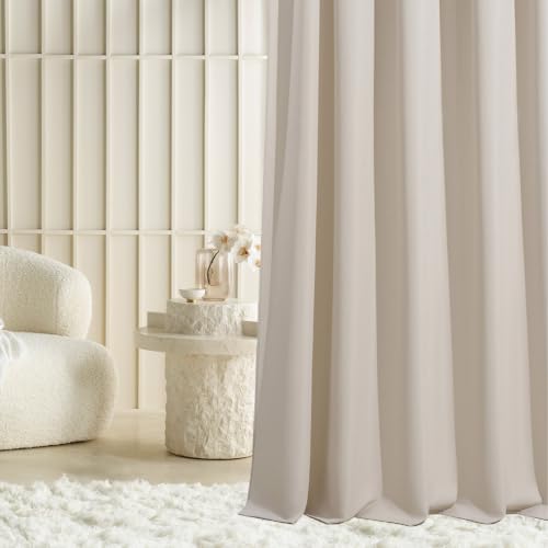 ROOM99 Laurel Eyelet Curtain 180 x 280 cm Light Beige - Blackout opaque sliding curtains living room bedroom