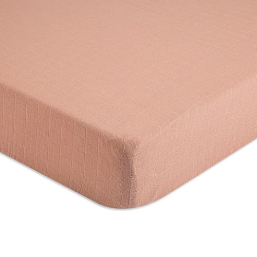 Crane Baby Fitted Sheet, Soft Cotton Fitted Sheet for Cribs and Nurseries, Beige Copper, 28”w x 52”h x 9”d (BC-140CFS-3)
