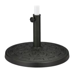 Relaxdays Parasol Stand Poles 38-50 mm, Ø 50 cm, Iron Look, Sunshade Base for Beach and Garden, Green/Black, 32 x 50 x 50 cm