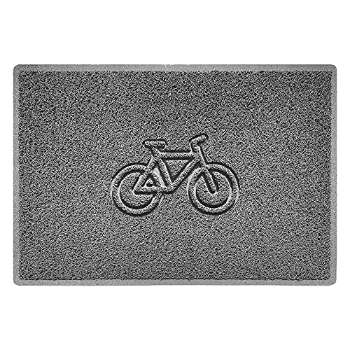 Nicoman Bike Embossed Shape Door Mat Dirt-Trapper Washable Barrier Doormat-(Use Indoor or Sheltered Outdoor)-(90x60cm/3x2ft,Large) Grey