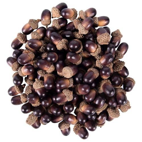 KISEER 100 Pcs Artificial Acorns Bulk Small Fake Lifelike Simulation Acorn with Natural Cap for Crafts, Wedding, Home Vase Filler Decor