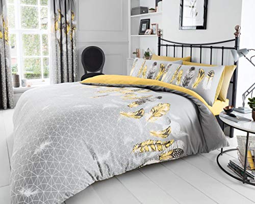 Gaveno Cavailia Luxurious Feathers Bed Set with Duvet Cover and Pillow Cases, Polyester-Cotton, [ Double-Yellow ], Polycotton