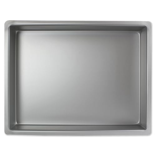 PME OBL12162 Aluminium Oblong Cake Pan Silver 12 x 16 x 2-Inch Deep - Aluminium Oven-Safe Bakeware for Even Heat & Smooth Edge Cakes - Layered, Tiered, Sheet & Sponge Bakes for Cake Decorations