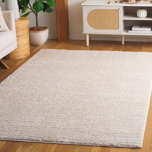 SAFAVIEH Shag Rug for Living Room, Dining Room, Bedroom - Tahoe Shag Collection, High Pile, in Cream, 152 X 229 cm