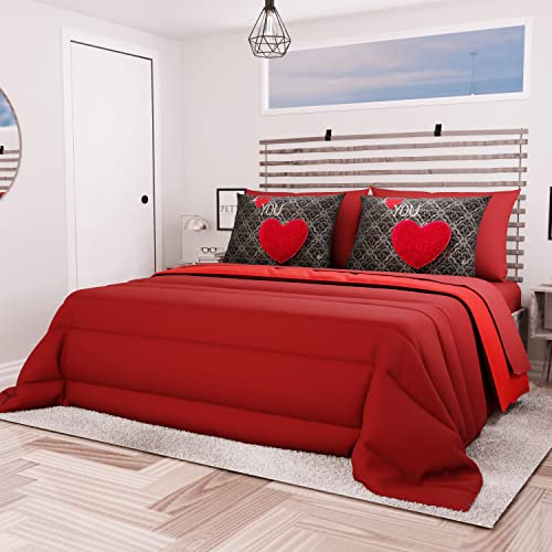 PETTI Artigiani Italiani, Quilts, Warm and Soft Comforter, Microfiber Duvet, 100% Made in Italy, Microfibre, Bordeaux, Double (240x260 cm)