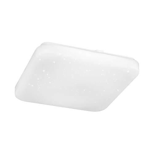 Eglo LED Ceiling Light Fixture Pogliola, Flush Mount lamp with Crystal Effect and dip Switch, Kitchen and Office Lighting, Metal and Plastic, Warm, Neutral, Cool White, 28x28 cm